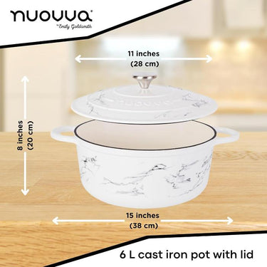 Nuovva Marble 28cm 6L cast iron pot with lid