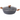 Nuovva grey marble shallow casserole pot with glass lid, wooden knobs and a wooden handles. 