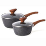 Induction saucepan set with glass lid