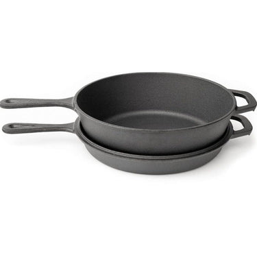 Pre-Seasoned Cast Iron Dutch Oven Pot, 2 in 1 Combo Cooker Skillet