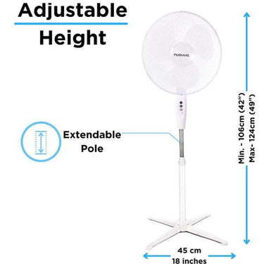Oscillating 3-Speed Pedestal Fan, Adjustable 