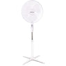 White oscillating standing fan for portable cooling