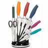Coloured kitchen knife set with rotating block