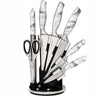 White Marble kitchen knife set with rotating block