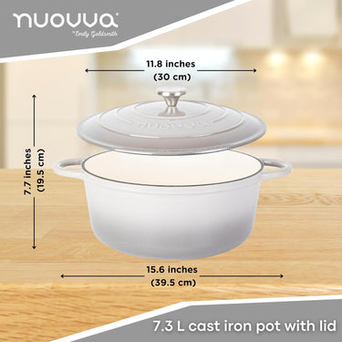Grey 7.3L cast iron pot with lid (30cm)