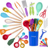 Nuovva colorful silicon utensil set includes holder, measuring tools and spatulas