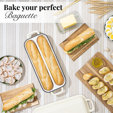 Enamelled Cast Iron Baguette Bread Pan with Lid – 2 Slots, Nuovva