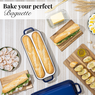 Enamelled Cast Iron Baguette Bread Pan with Lid – 2 Slots, Nuovva