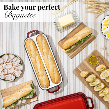 Enamelled Cast Iron Baguette Bread Pan with Lid – 2 Slots, Nuovva