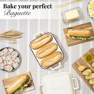 Enamelled Cast Iron Baguette Bread Pan with Lid –3 Slots, Nuovva