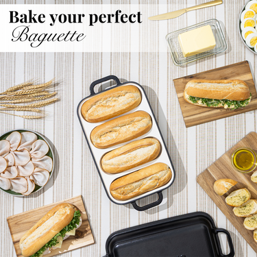 Enamelled Cast Iron Baguette Bread Pan with Lid – 4 Slots, Nuovva