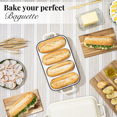 Enamelled Cast Iron Baguette Bread Pan with Lid – 4 Slots, Nuovva