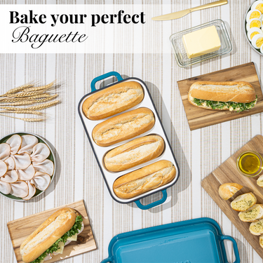Enamelled Cast Iron Baguette Bread Pan with Lid – 4 Slots, Nuovva
