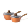 Copper saucepan set with glass lid