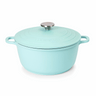 Teal 4L aluminum casserole dish with lid for easy cooking. 