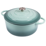 Sea salt cast iron Dutch oven with lid. 