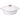 White shallow casserole pot with lid.