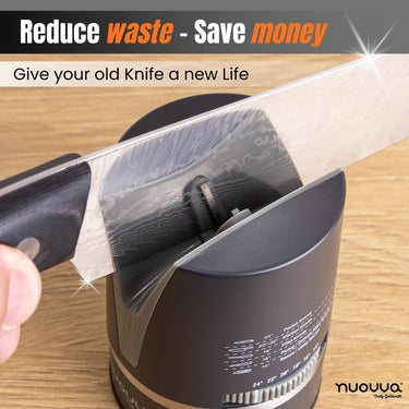 Grey Hands-Free Kitchen Knife Sharpener with Suction Base in Grey, by Nuovva
