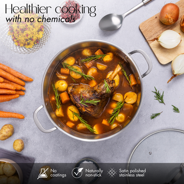32cm Stainless Steel Stockpot with Glass Lid, Nuovva