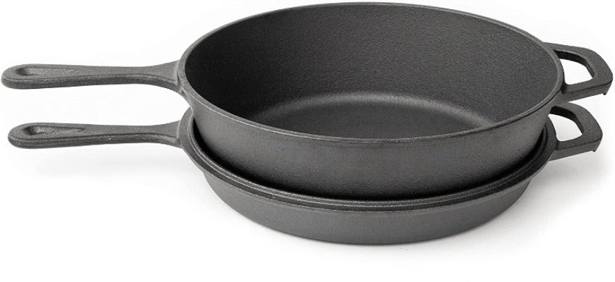 2 In 1 Non-Stick Inside Smooth Polished Cast Iron Combo Cooker