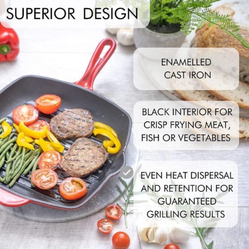 Cocinaware Pre-Seasoned Cast Iron Square Grill Pan - Shop Frying Pans &  Griddles at H-E-B