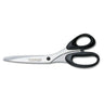 A pair of Victorinox left-handed scissors with stainless steel blades and black synthetic handles.