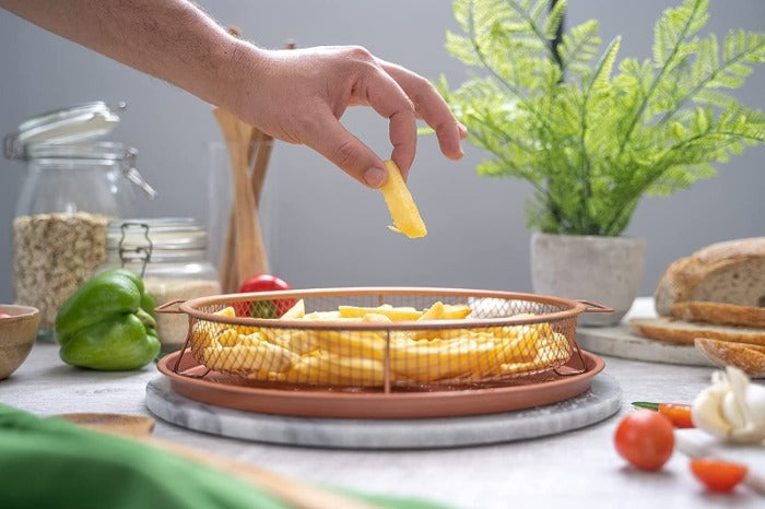 Round Oven Crisper Tray, Non-Stick Air Fry Crisper Basket with