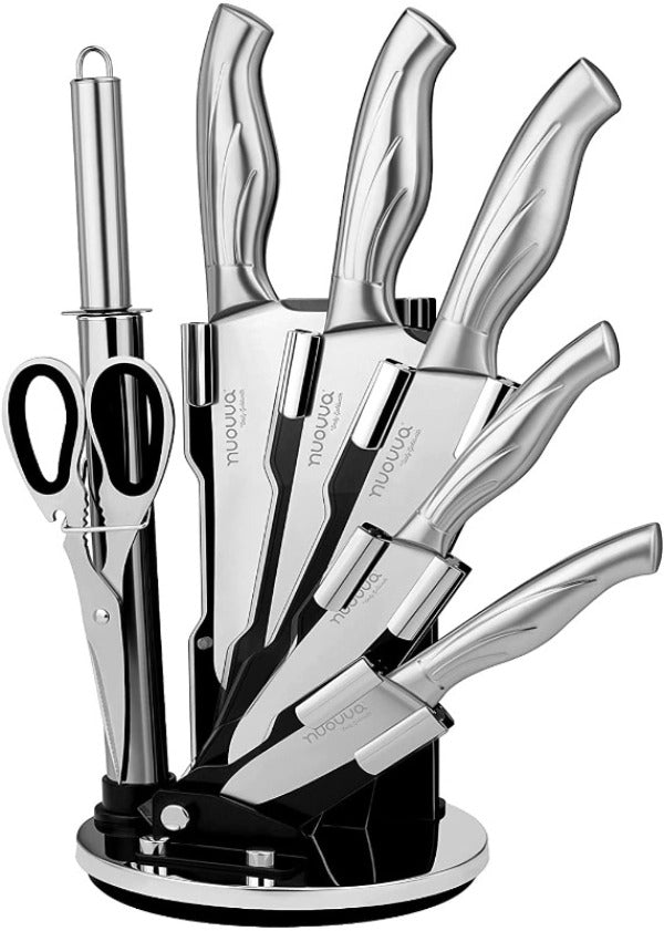 Kitchen Knives Set, High Carbon Stainless Steel Knife Set 15 PCS, Super  Sharp Cutlery Knife Set with Clear Acrylic Stand, Sharpener Knife Block  Set, Pink Color