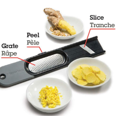 Stainless steel 3 in 1 garlic peeler, slicer and grater